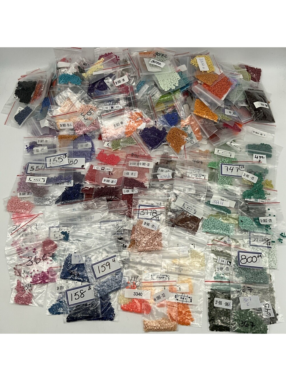 Huge 800g Square Diamond Painting Drills Lot Numbered Bags Mixed DMC Colors